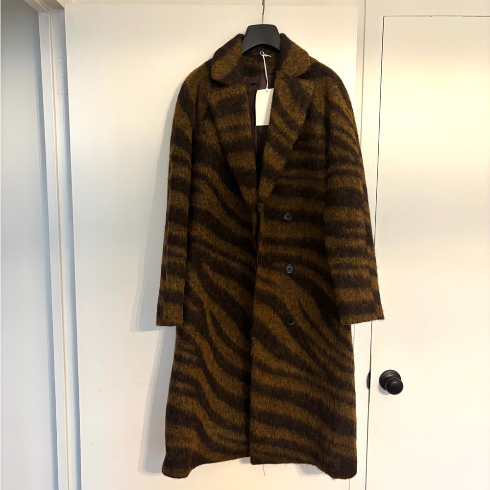 COS Brown and Black tiger stripe coat